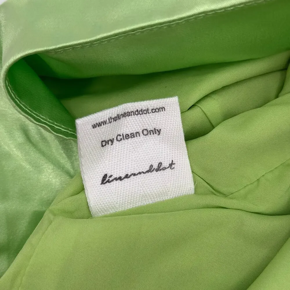 LINE & DOT Skirt SZ Medium Asymetrical Cascade Lizzy Lime Mini Satin Drape NWT